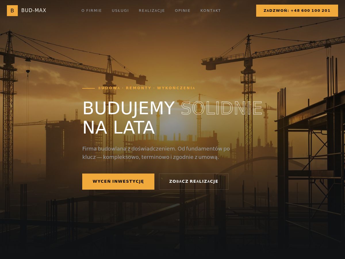 Szablon strony dla firmy budowlanej — WebSimply