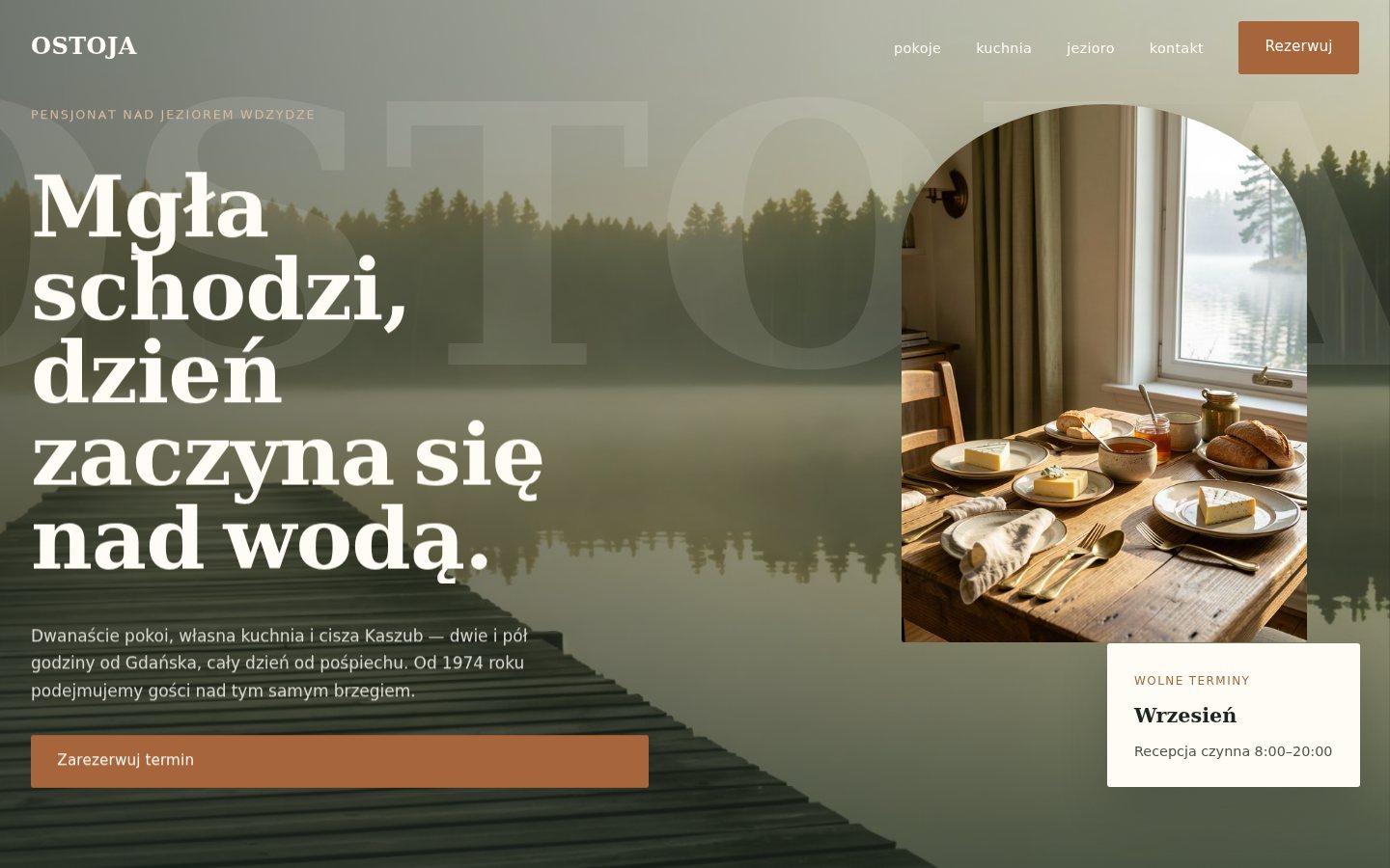 Szablon strony dla pensjonatu nad jeziorem — WebSimply