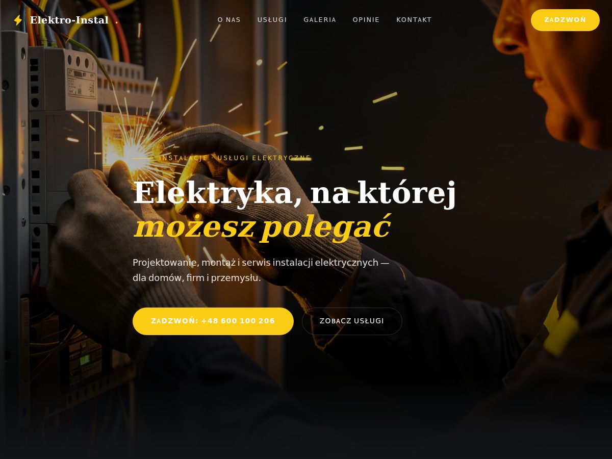 Szablon strony: Usługi elektryczne — WebSimply