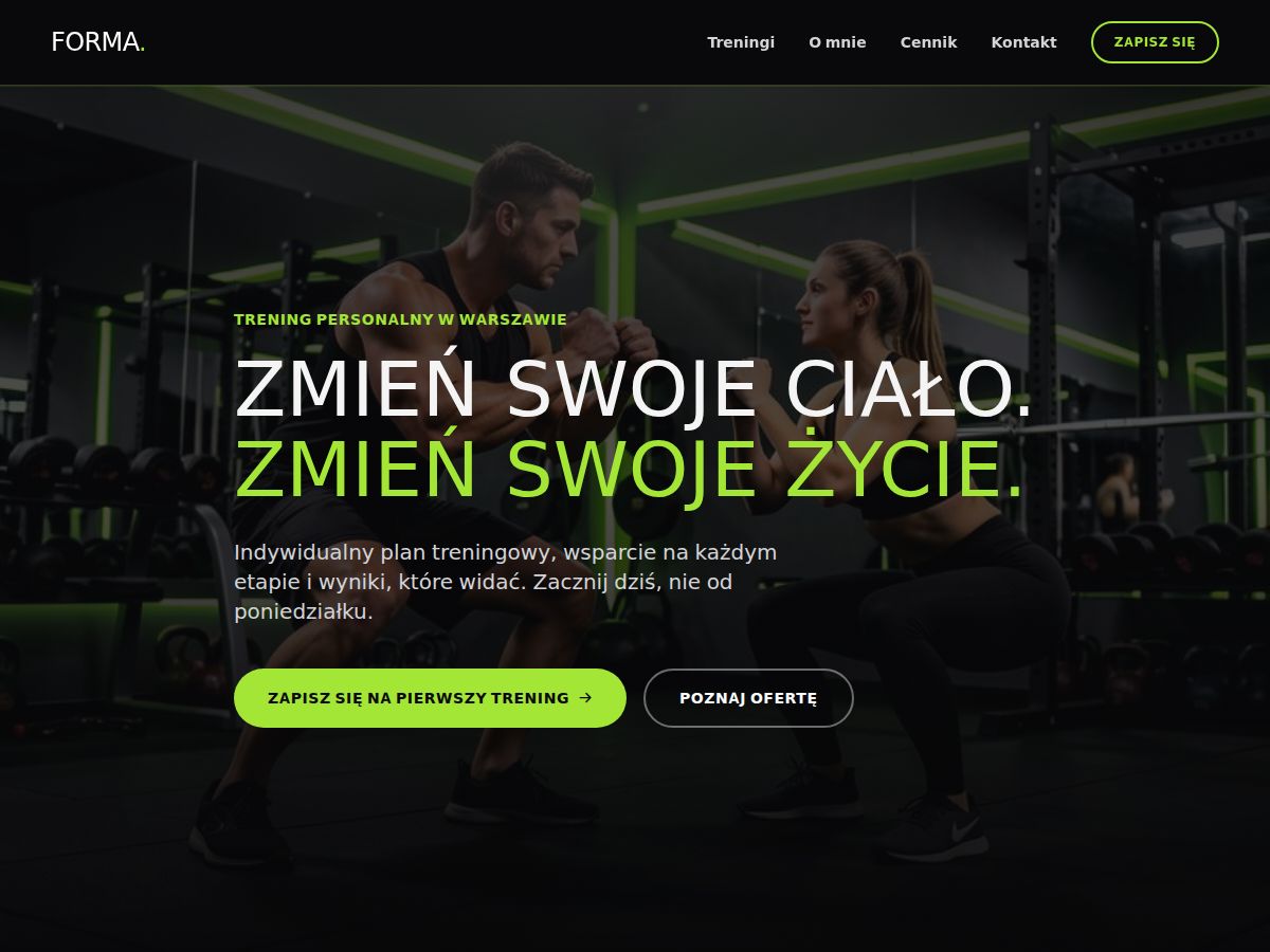 Szablon strony: Studio fitness — WebSimply