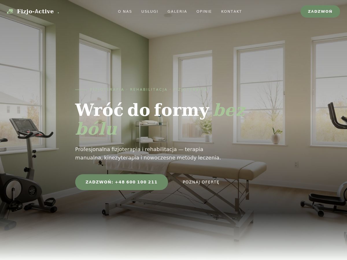 Szablon strony: Fizjoterapia — WebSimply