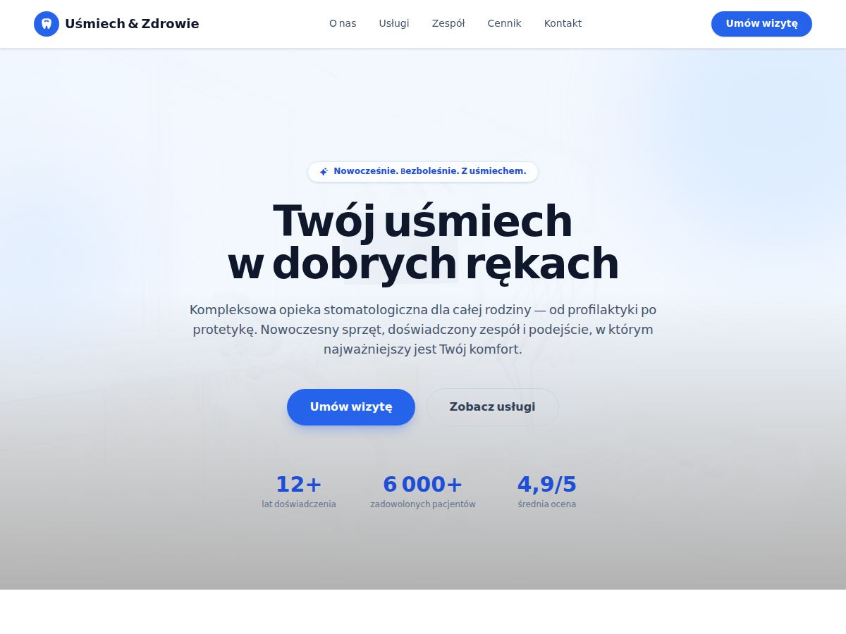 Szablon strony: Gabinet stomatologiczny — WebSimply