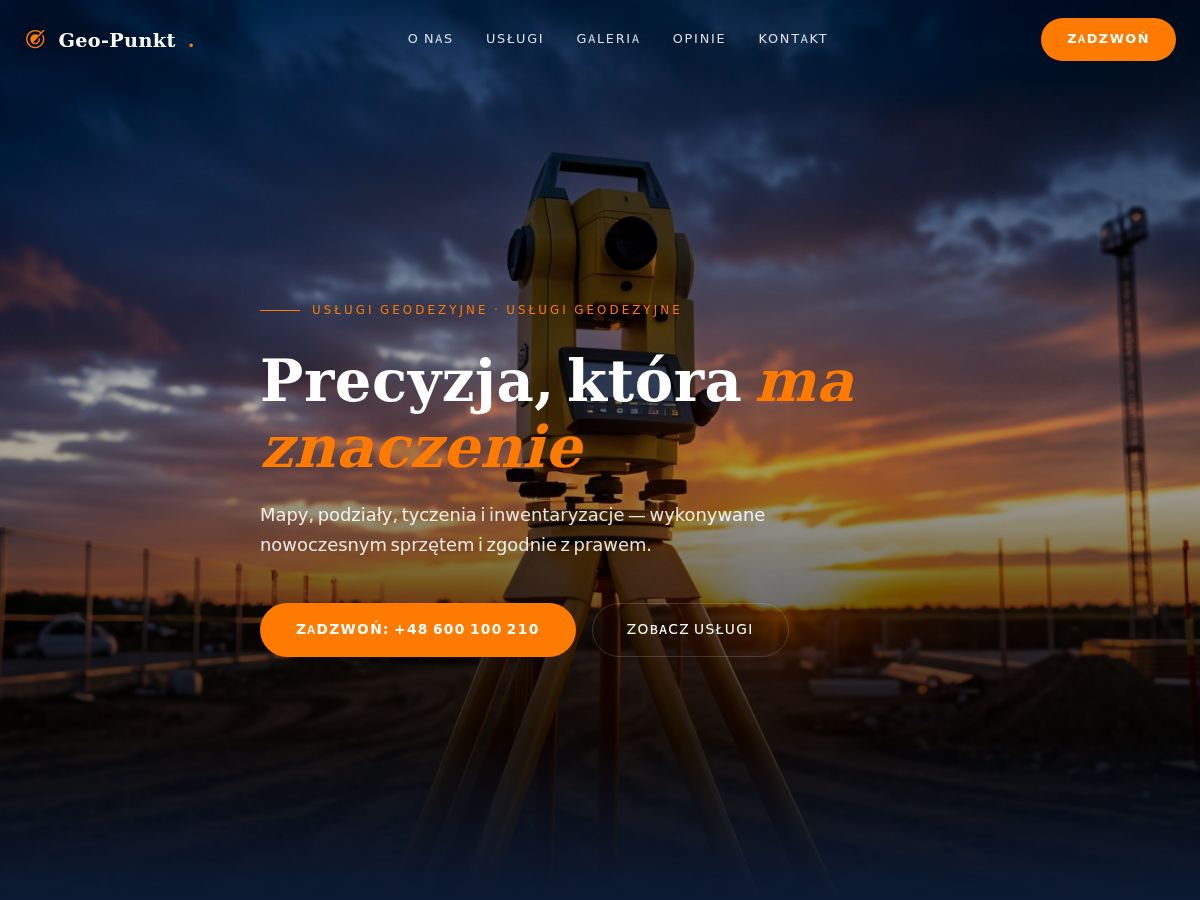 Szablon strony: Usługi geodezyjne — WebSimply