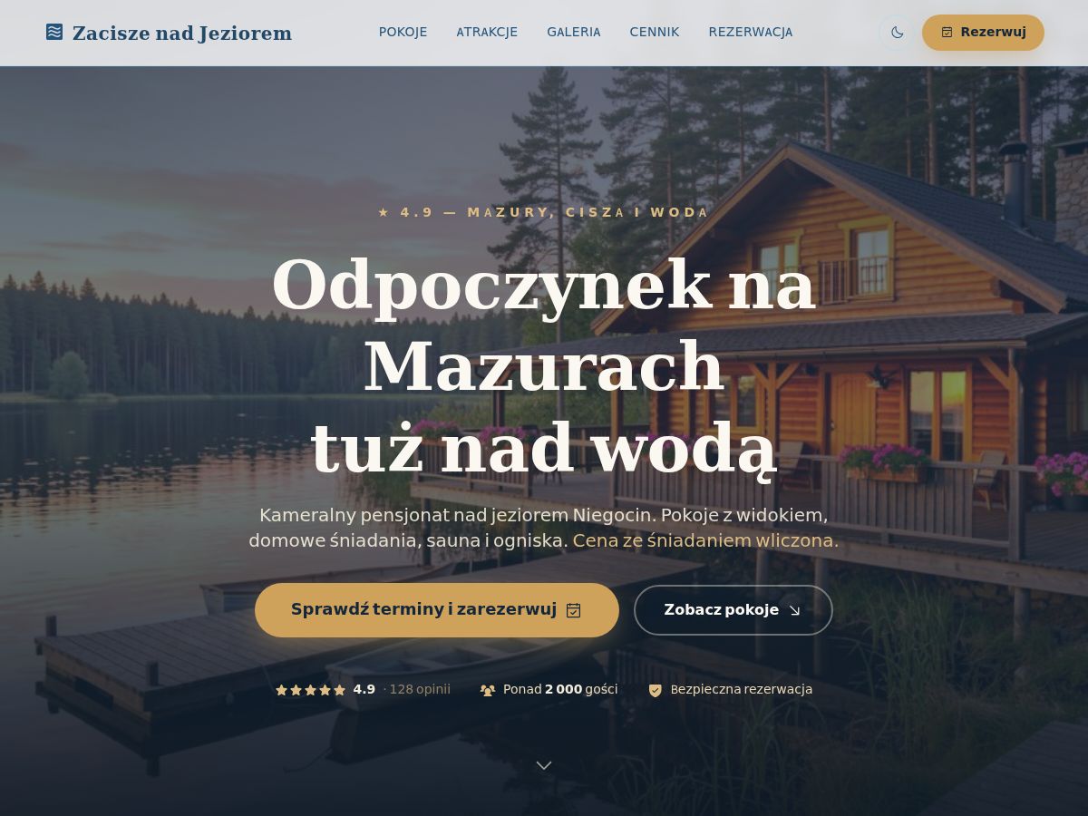 Szablon strony: Pensjonat / Noclegi — WebSimply