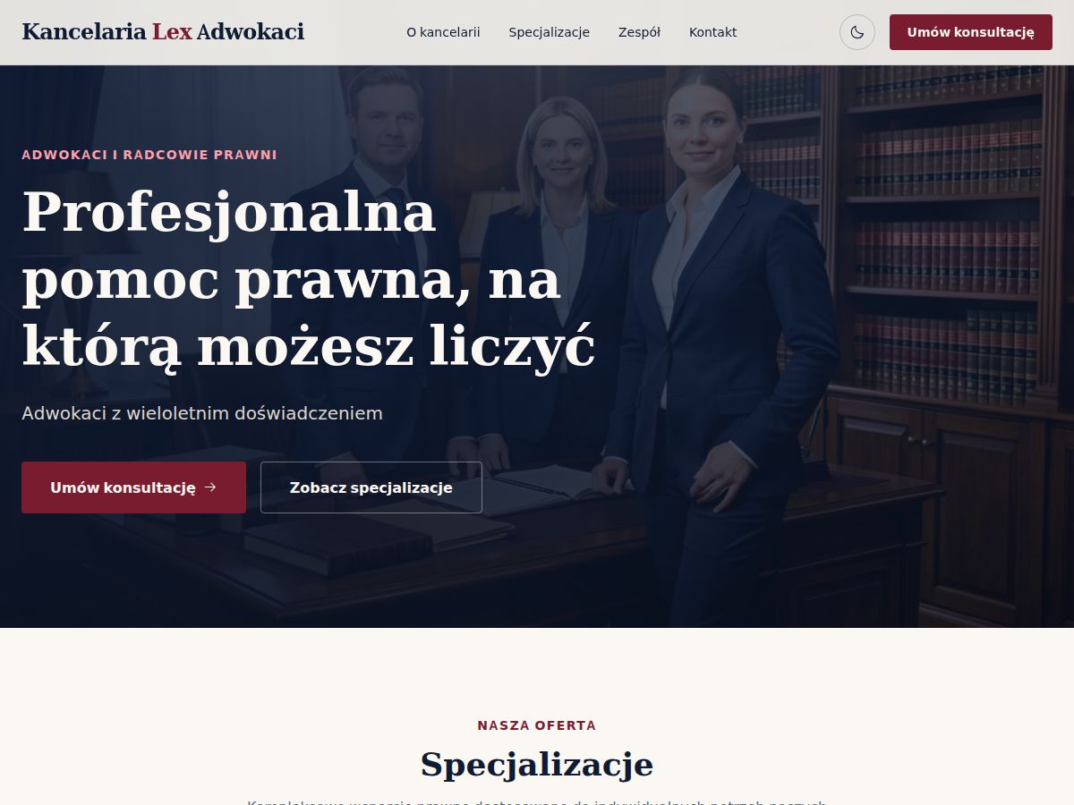Szablon strony: Kancelaria adwokacka — WebSimply