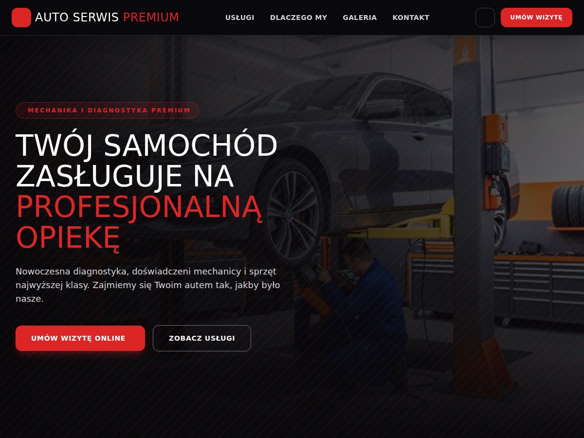 Szablon strony: Auto serwis Premium — WebSimply