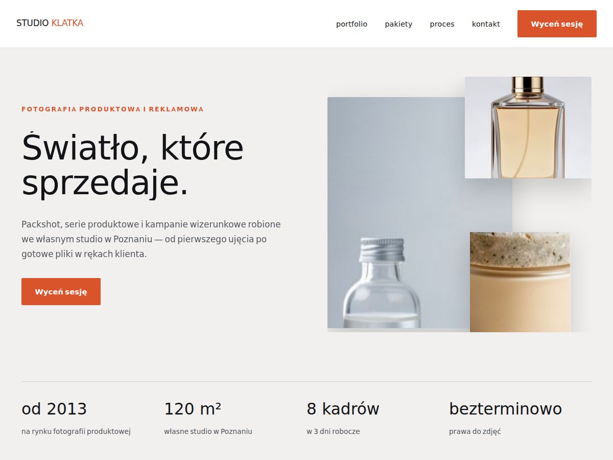 Szablon strony: Studio foto — siatka głębi — WebSimply