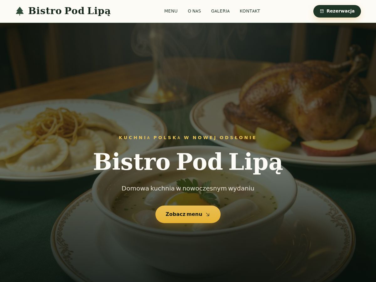 Szablon strony: Restauracja / Bistro — WebSimply
