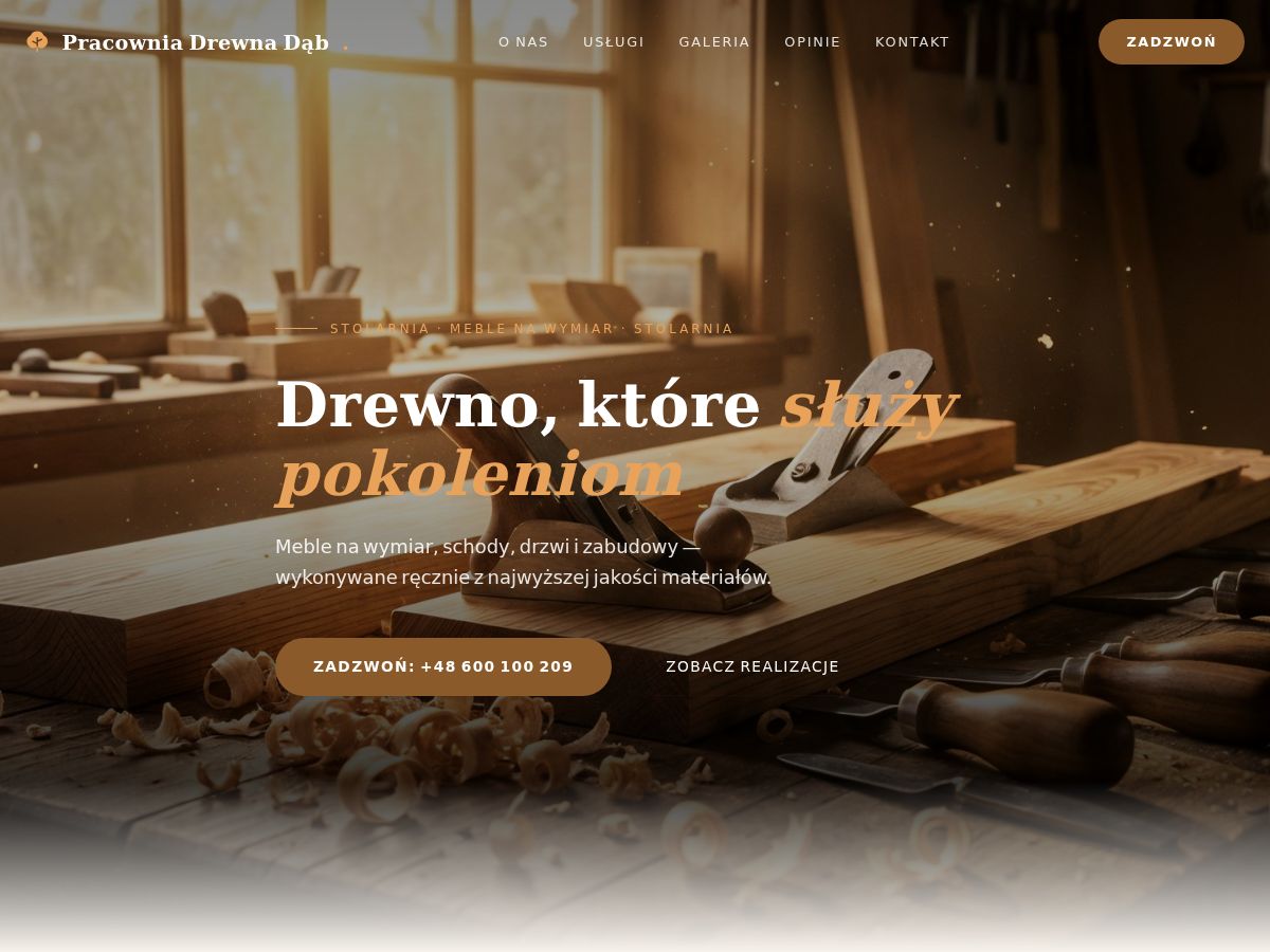 Szablon strony: Stolarnia / Meble — WebSimply
