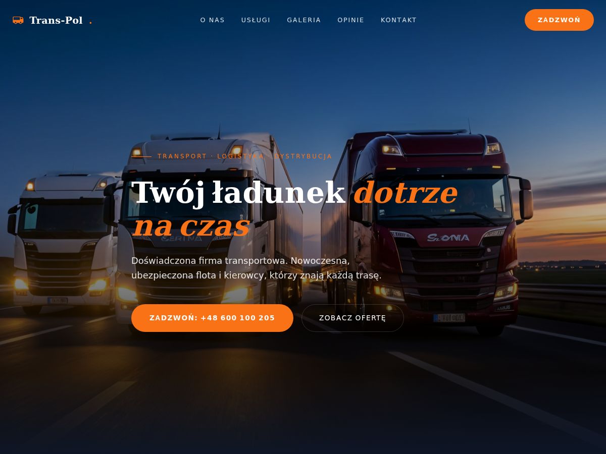 Szablon strony: Firma transportowa — WebSimply