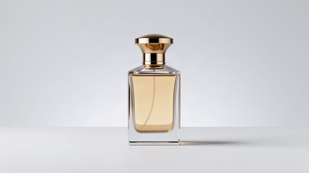 Perfumy w kompozycji kampanijnej, packshot studyjny